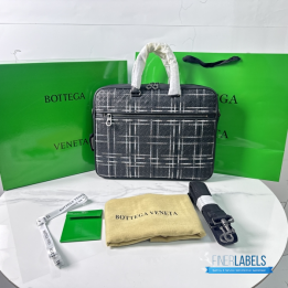 QC Bottega Veneta Atlas Intrecciato Leather Briefcase