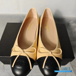 QC Chanel Lambskin Cap Toe CC Ballerina Flats
