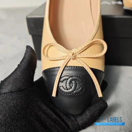 QC Chanel Lambskin Cap Toe CC Ballerina Flats