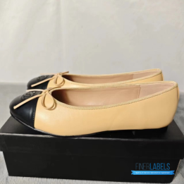 QC Chanel Lambskin Cap Toe CC Ballerina Flats