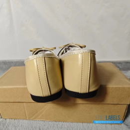 QC Chanel Beige Lambskin Cap Toe CC Ballerina Flats