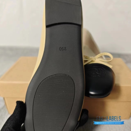 QC Chanel Beige Lambskin Cap Toe CC Ballerina Flats