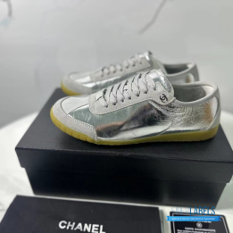 QC Chanel Metallic Silver Sneakers