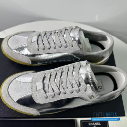 QC Chanel Metallic Silver Sneakers