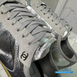QC Chanel Metallic Silver Sneakers