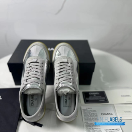QC Chanel Metallic Silver Sneakers