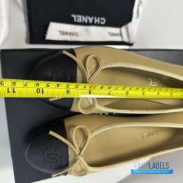 QC Chanel Beige and Black Lambskin Ballet Flats