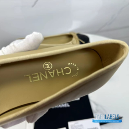 QC Chanel Beige and Black Lambskin Ballet Flats