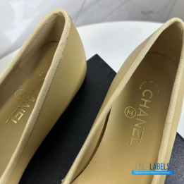 QC Chanel Beige and Black Lambskin Ballet Flats