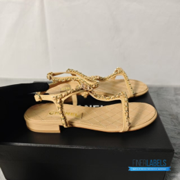 Chanel Beige Quilted Sandals