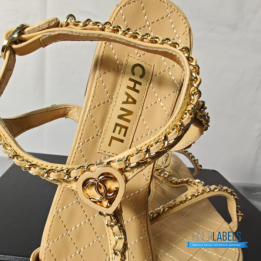 Chanel Beige Quilted Sandals
