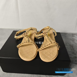 Chanel Beige Quilted Sandals
