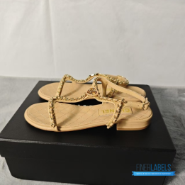 Chanel Beige Quilted Sandals