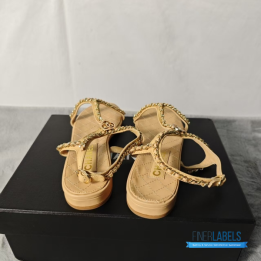 Chanel Beige Quilted Sandals