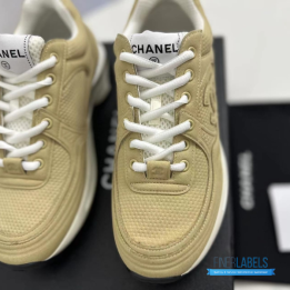 QC Chanel Beige Fabric & Suede CC Sneakers