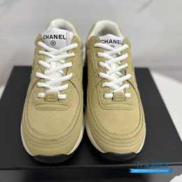 QC Chanel Beige Fabric & Suede CC Sneakers
