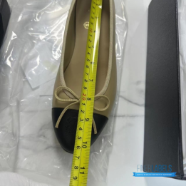 Chanel Beige and Black Lambskin Ballet Flats
