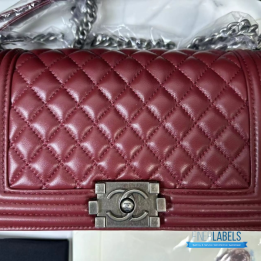 QC Chanel Le Boy Medium Quilted Lambskin Bag