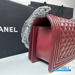 QC Chanel Le Boy Medium Quilted Lambskin Bag