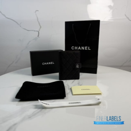 QC Chanel Caviar Quilted Passport Holder in black