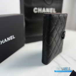 QC Chanel Caviar Quilted Passport Holder in black