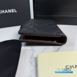 QC Chanel Caviar Quilted Passport Holder in black