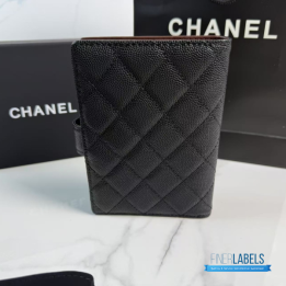 QC Chanel Caviar Quilted Passport Holder in black