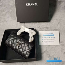 QC Chanel Top Handle Kelly Bag in Black