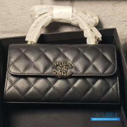 QC Chanel Top Handle Kelly Bag in Black