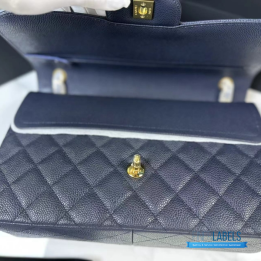 QC Chanel Classic Double Flap Bag in Quilted Black Caviar Leather