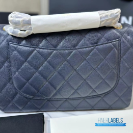 QC Chanel Classic Double Flap Bag in Quilted Black Caviar Leather