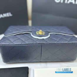 QC Chanel Classic Double Flap Bag in Quilted Black Caviar Leather