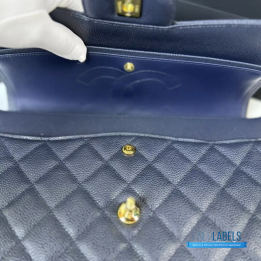 QC Chanel Classic Double Flap Bag in Quilted Black Caviar Leather