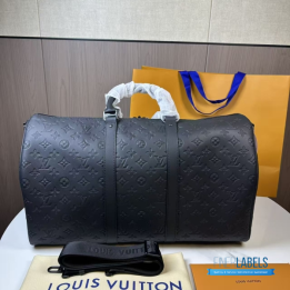 QC LV Keepall Bandoulière 50 Black Monogram Shadow