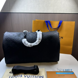 QC LV Keepall Bandoulière 50 Black Monogram Shadow