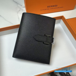 QC Hermès Bearn Compact Monochrome _So Black_ Wallet