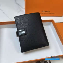 QC Hermès Bearn Compact Monochrome _So Black_ Wallet