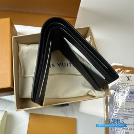 QC LV Multiple Wallet in Black Taiga Leather