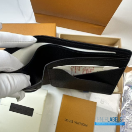 QC LV Multiple Wallet in Black Taiga Leather