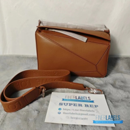 QC Loewe Puzzle Bag in Brown Leather