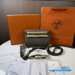 Hermès Kelly Dépêches 25 Pouch in Gris Étain Togo Leather