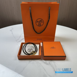 Hermès Tournis Tresse Bracelet in noir black braided Swift calfskin