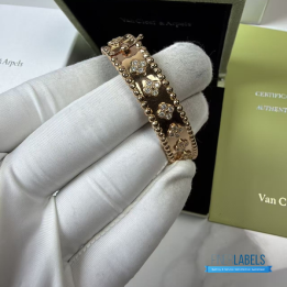 VCA Perlée Clovers Bracelet in 18K Rose Gold with Diamonds