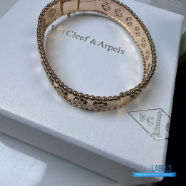 VCA Perlée Clovers Bracelet in 18K Rose Gold with Diamonds