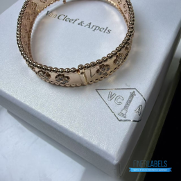 VCA Perlée Clovers Bracelet in 18K Rose Gold with Diamonds