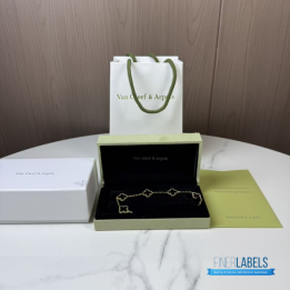 VCA Vintage Alhambra 5-motif bracelet in yellow gold featuring black onyx clover motifs