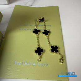 VCA Vintage Alhambra 5-motif bracelet in yellow gold featuring black onyx clover motifs
