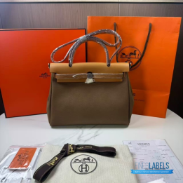 Hermès Herbag Zip 31 in a Brown Canvas and Tan Leather Combination