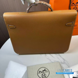 QC Hermès Kelly Dépêches 36 Briefcase in Brown