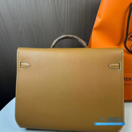 QC Hermès Kelly Dépêches 36 Briefcase in Brown